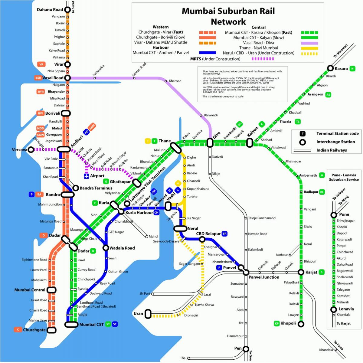 mapa Bombaju pociąg