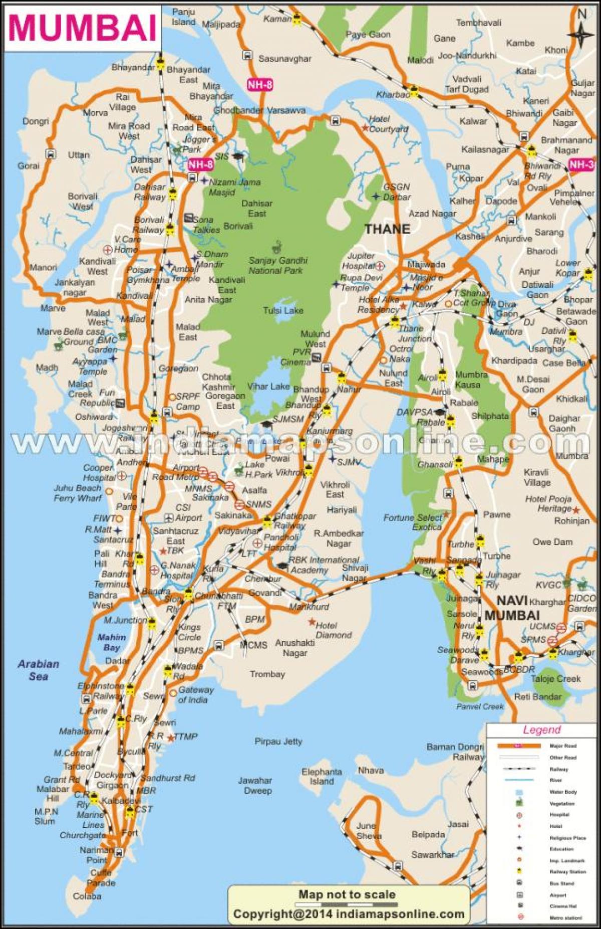 mapa fizyczna Bombaj