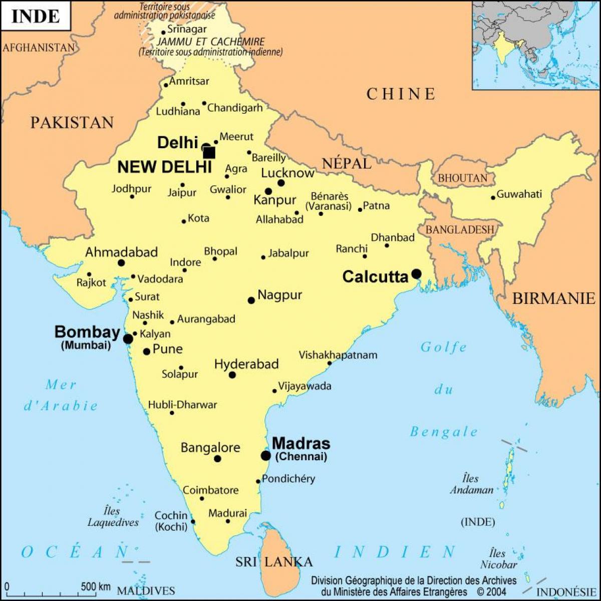 mapa Bombaj Indie