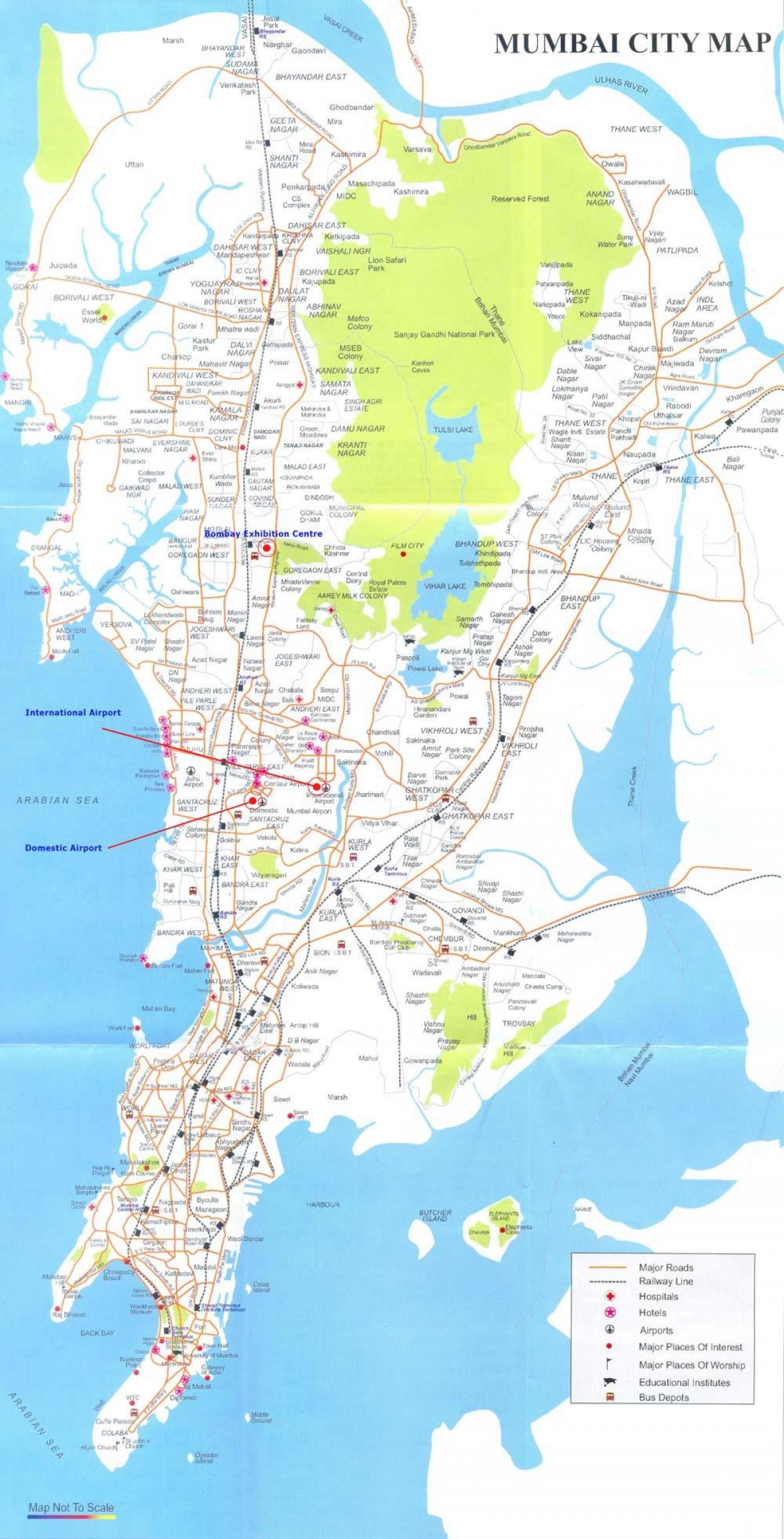 mapa Bombaju mieście mumbai (bombaj)