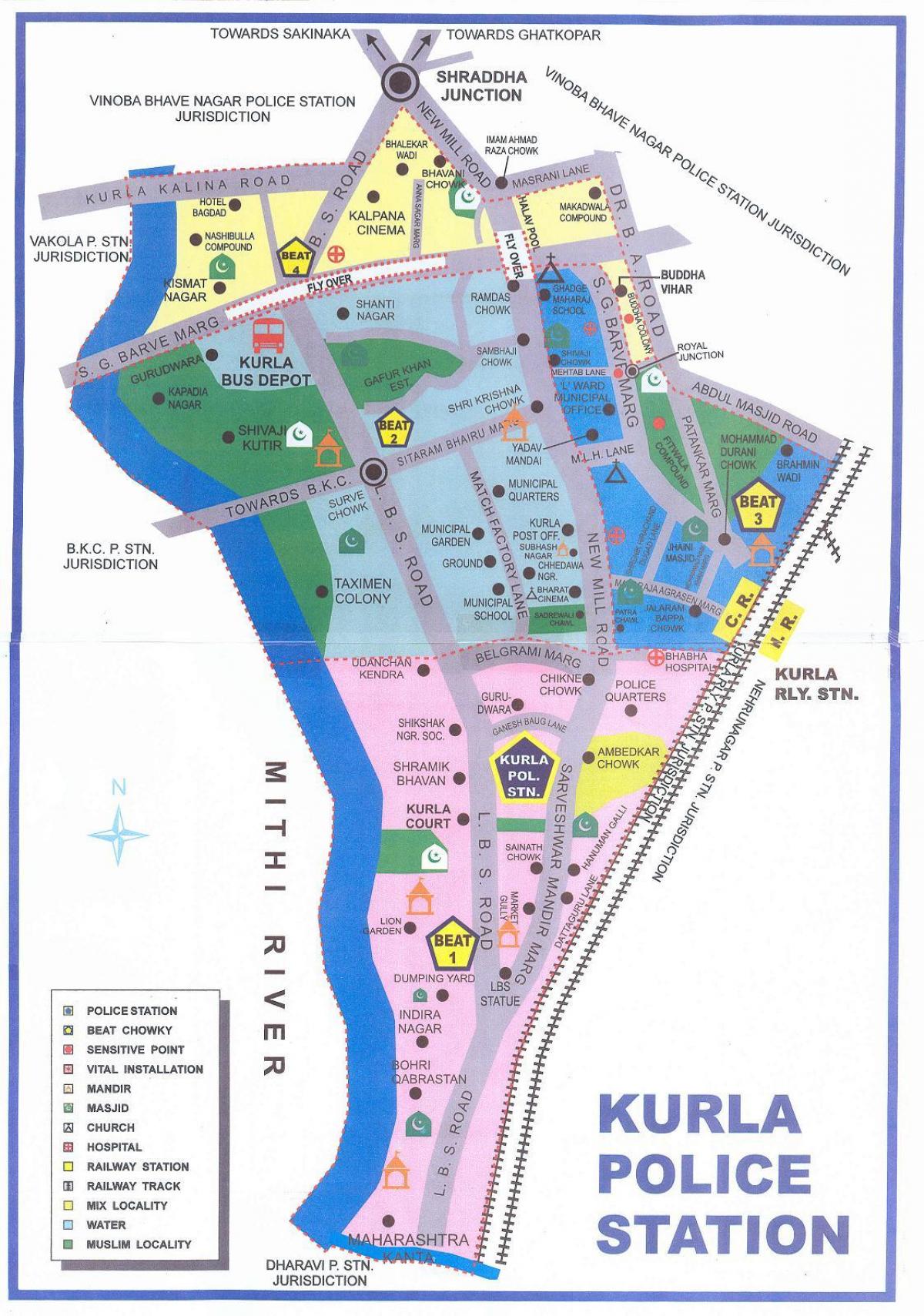 mapa Bombaju Курла