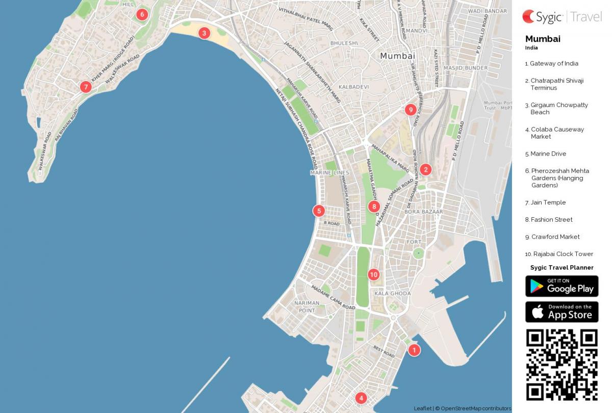 mapa Marine drive mumbai (Bombaj)