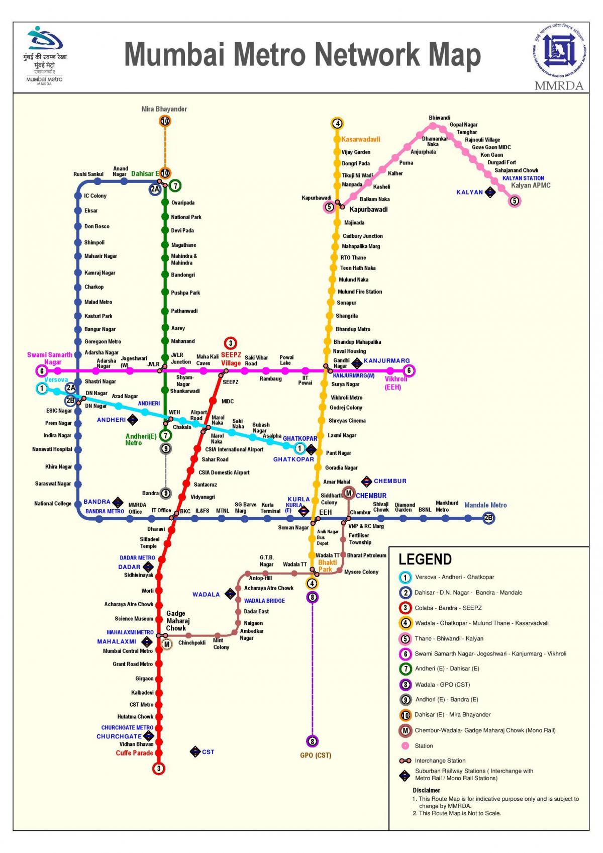 Metra Bombaju trasę na mapie