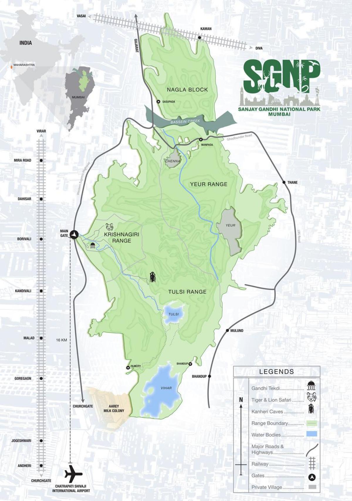 mapa park narodowy Sanjay Gandhi