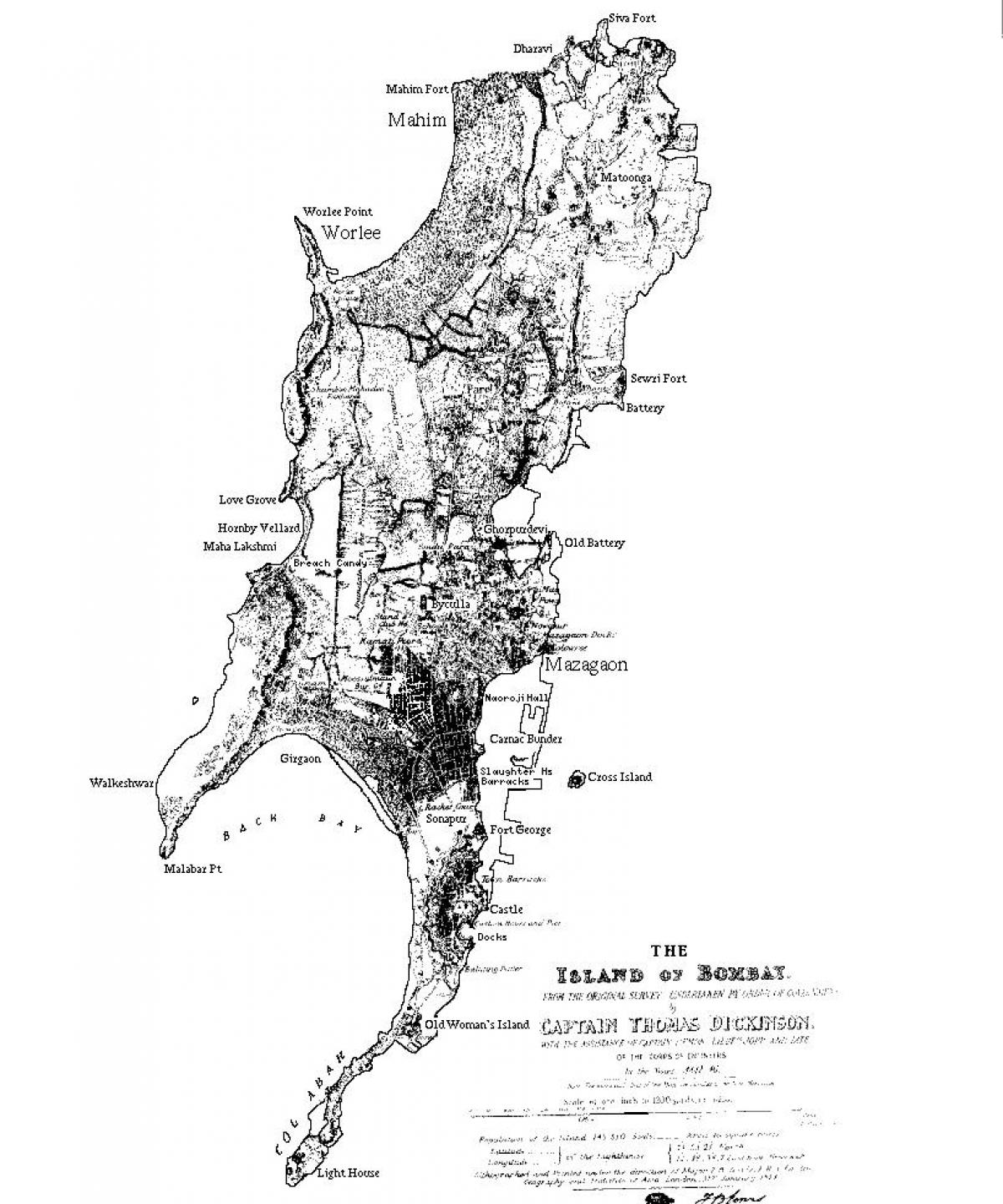 mapa Bombaju wyspa