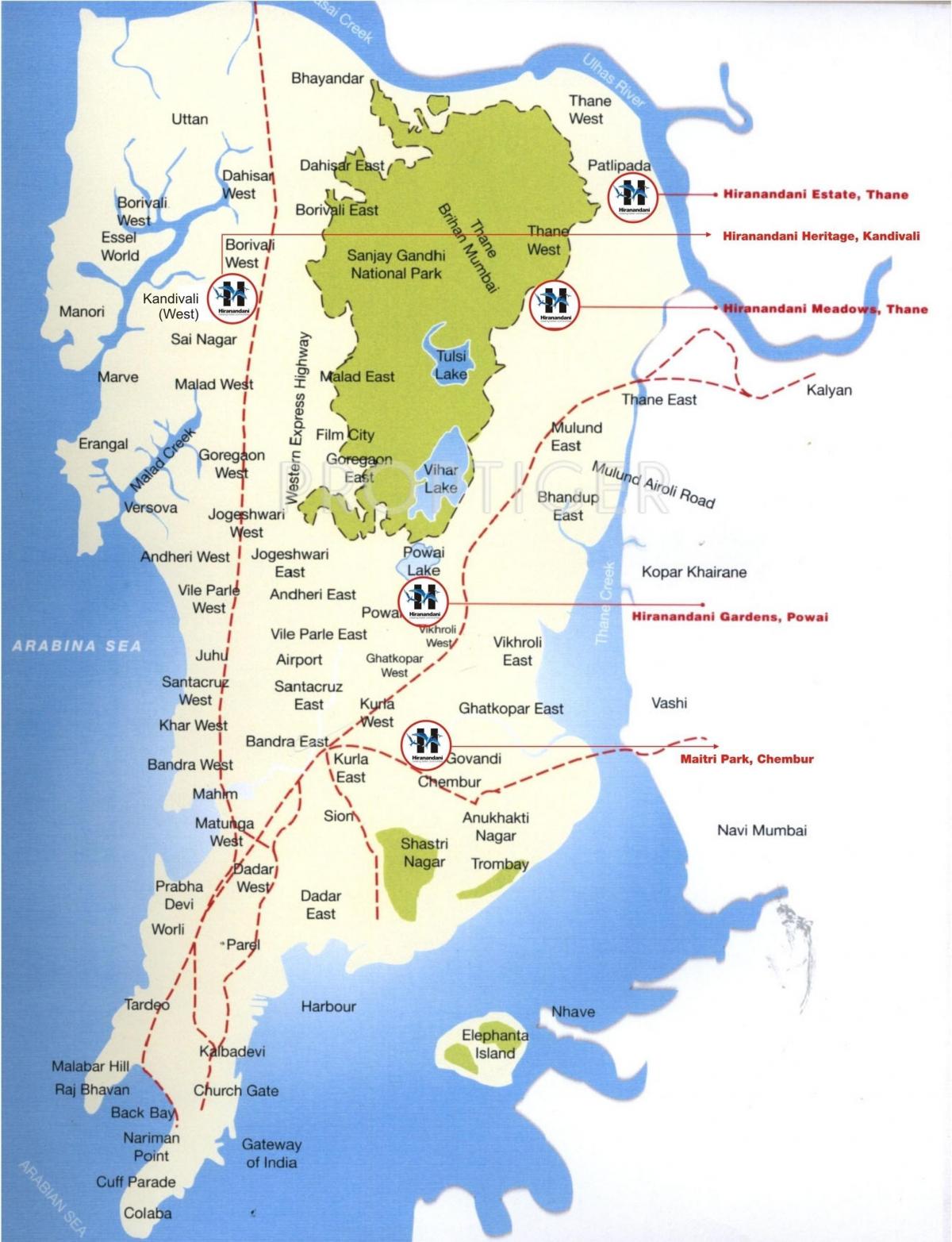 mapa Колаба w Bombaju