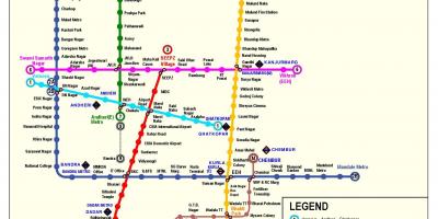 Linii metra Bombaju 3 trasy na mapie