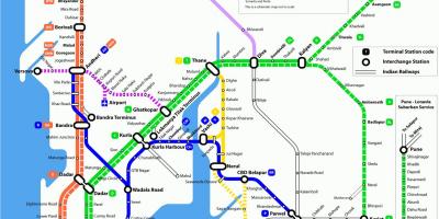 Lokalny pociąg na mapie w Bombaju